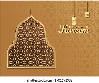 Ramadan background with mosque domes and lanterns