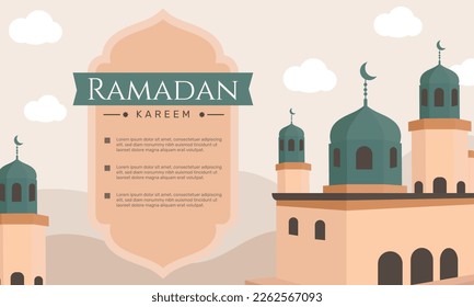 Ramadan background with mosque in flat style. - Vector.