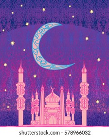 Ramadan background - mosque illustration card 