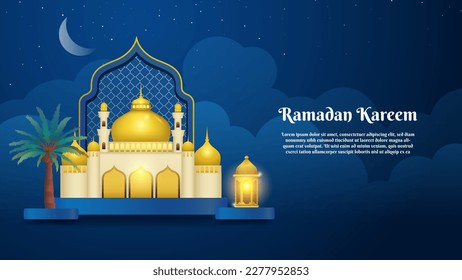 ramadan background with mosque and lantern. prayer times in the month of Ramadan