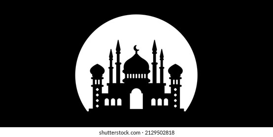 Fondo de Ramadán con silueta de mezquita
