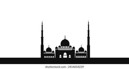ramadan background with mosque silhouette, islamic banner concept, minimal ramadan kareem poster. Flat style Sheikh Zayed Grand Mosque, Abu Dhabi UAE