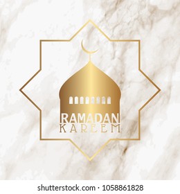 Ramadan background with mosque silhouette on a marble texture
