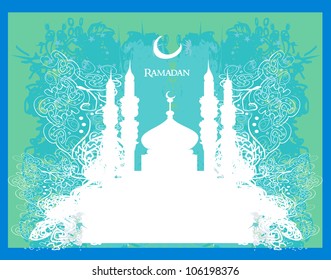 Ramadan background - mosque silhouette vector card