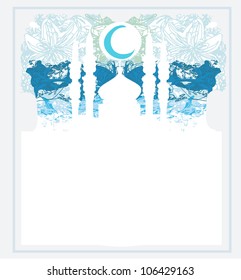 Ramadan background - mosque silhouette vector card