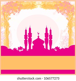 Ramadan background - mosque silhouette vector card