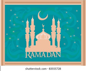 Ramadan background - mosque silhouette vector card