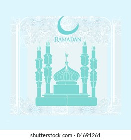 Ramadan background - mosque silhouette vector card
