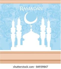 Ramadan background - mosque silhouette vector card