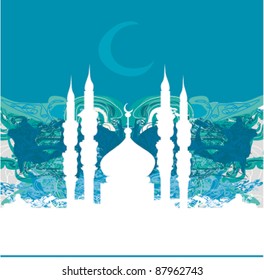 Ramadan background - mosque silhouette vector card