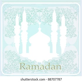 Ramadan background - mosque silhouette vector card