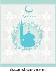 Ramadan background - mosque silhouette vector card