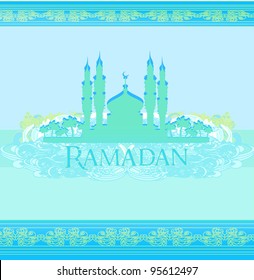 Ramadan background - mosque silhouette vector card