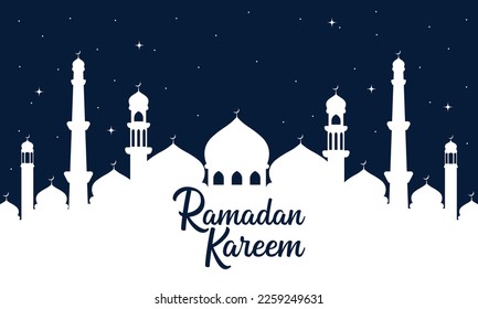 Ramadan background. simple elegant with mosque and dark background. Islamic background. Ramadan Kareem greeting card, advertising, discount, poster.