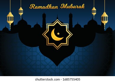 Ramadan Background Template Blue Theme For Islamic Needs