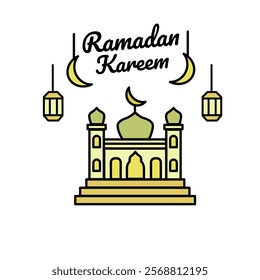 Ramadan background theme for greetings, card, infographic, flyer, template vector design template. Arabic and Islamic symbol. Ornament and element shape, green yellow colour