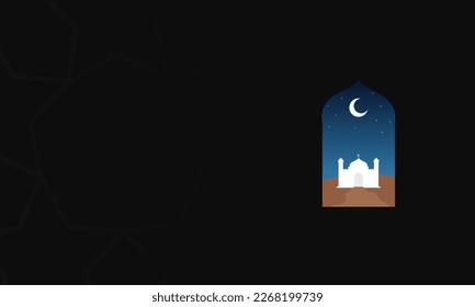 Ramadan background vector. Holy month in islam religion. Mosque ramadan event in flat design style. Social media post template.