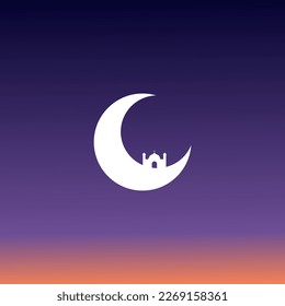 Ramadan background vector. Holy month in islam religion. Mosque ramadan event in flat design style. Social media post template.