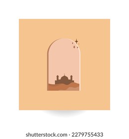 Ramadan background vector. Holy month in islam religion. Mosque ramadan event in flat design style. Social media post template.