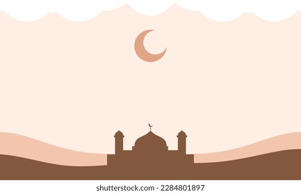 Ramadan background vector. Holy month in islam religion. Mosque ramadan event in flat design style. Social media post template.
