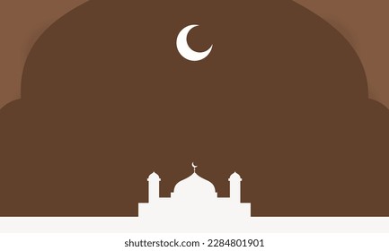 Ramadan background vector. Holy month in islam religion. Mosque ramadan event in flat design style. Social media post template.