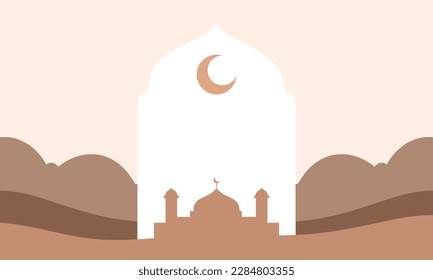 Ramadan background vector. Holy month in islam religion. Mosque ramadan event in flat design style. Social media post template.