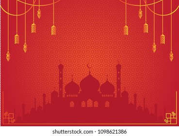 Ramadan background wallpaper with arabic lamp and mosque