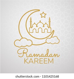 ramadan backgrounds crescent moon vector  with Arabic pattern gold background