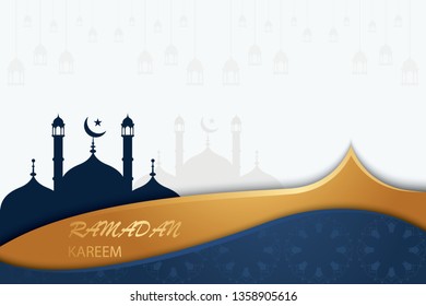 Ramadan backgrounds vector, Ramadan Kareem islamic greeting. Mosque and lettering. For design template. Modern design - Eps 10