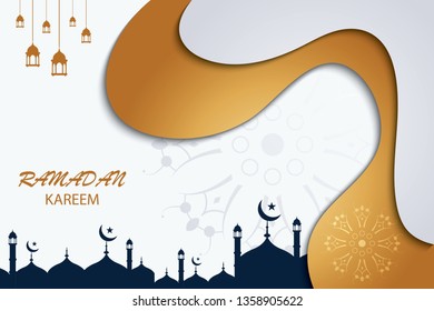 Ramadan backgrounds vector, Ramadan Kareem islamic greeting. Mosque and lettering. For design template. Modern design - Eps 10