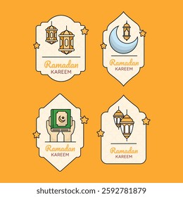 Ramadan Badge icon illustration with colorful ramadan theme icon