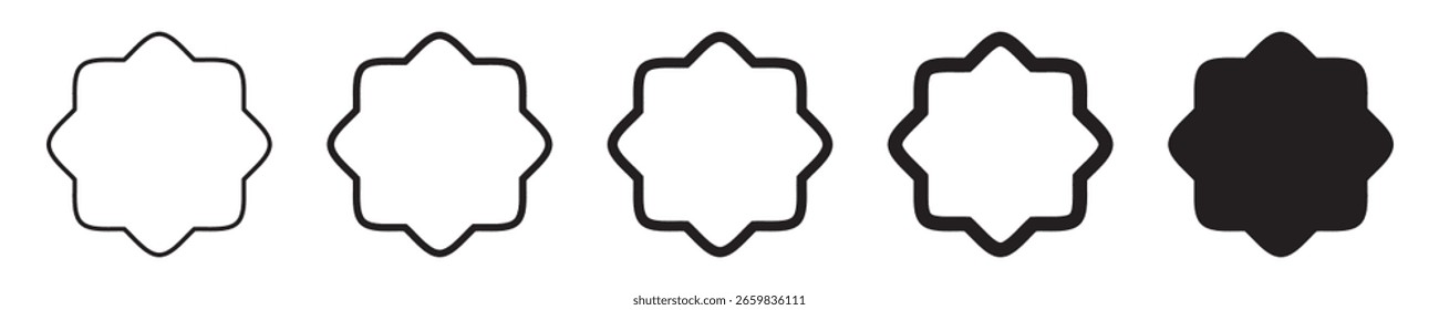 Conjunto de insignias de Ramadán. Colección de marco islámico árabe en estilo plano