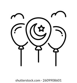 Ramadan Balloons vector outline icon. EPS 10 file