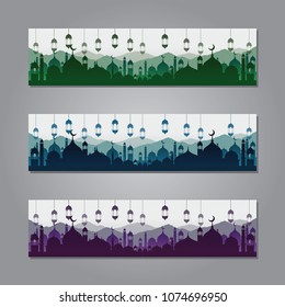Ramadan Banner Background Design With Mosque
