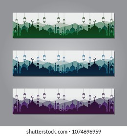 Ramadan Banner Background Design With Mosque