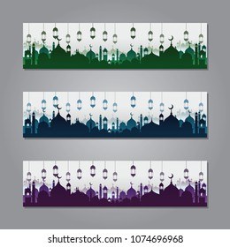 Ramadan Banner Background Design With Mosque
