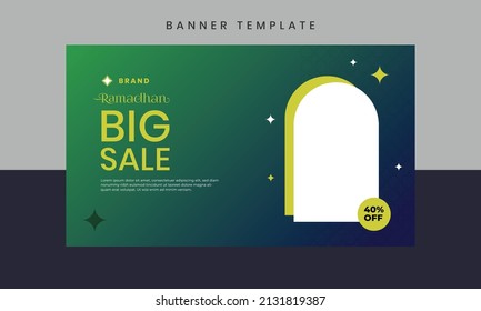 Ramadan banner design template. Web design, landing page vector illustration.