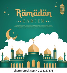 ramadan banner feed template mosque vector illustration arabic pattern