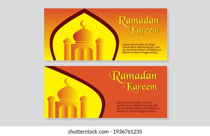 Ramadan banner with mosque elements. Islamic banner templates. design in yellow and orange. vector illustration