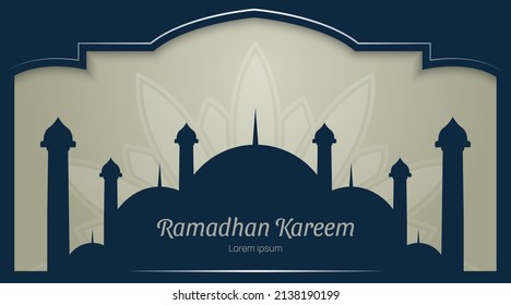 Ramadan banner with mosque silhouette