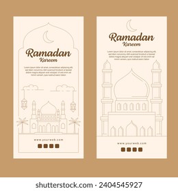 ramadan banner template vector design with line art or monoline style