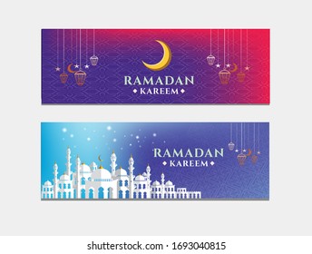 Ramadan banner vector template, Ramadan and Eid al-Fitr celebrations, beautiful modern designs