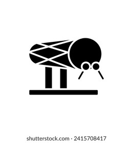 Ramadan bedug drum in black fill icon. Trendy style Islamic design element resources for many purposes.