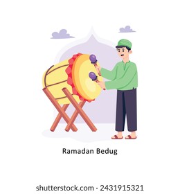 Ramadan Bedug Flat Style Design Vektor-Illustration. Bestandsimulation