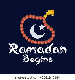 Ramadan Begins  March 1, 2025" vector illustration with elegant Islamic patterns, crescent moon, lanterns, and calligraphy. Ideal for Ramadan Kareem greetings, social media, posters, festive prints.