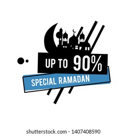 Ramadan Big Sale up to 90% Label. Vector Template Design Illustration