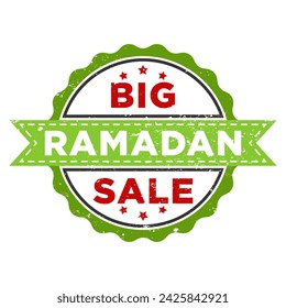 Ramadan Big Sale green grunge stamp. Ramadan Big Sale vintage rubber badge template isolated vector icon