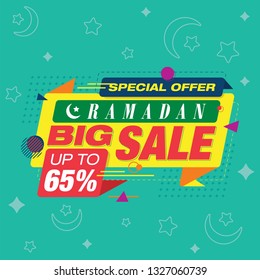 Ramadan Big Sale Interface Vector, Islamic Ramadan Kareem and Ied Discount Special Offer Label Tag and Sticker Template