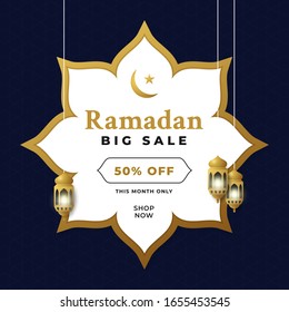 Ramadan Big Sale promotion event poster background template for social media marketing vector illustration
