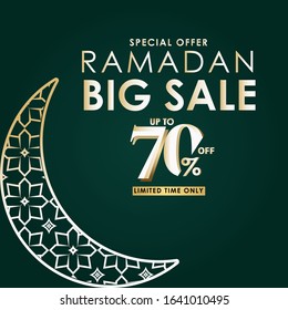 Ramadan Big Sale Special Offer up to 70% off Limited Time Only Vector Template Design Illustration